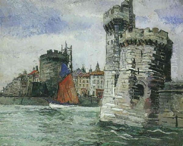 Voilier A L'entree Du Port De La Rochelle Oil Painting by  Frank-Will