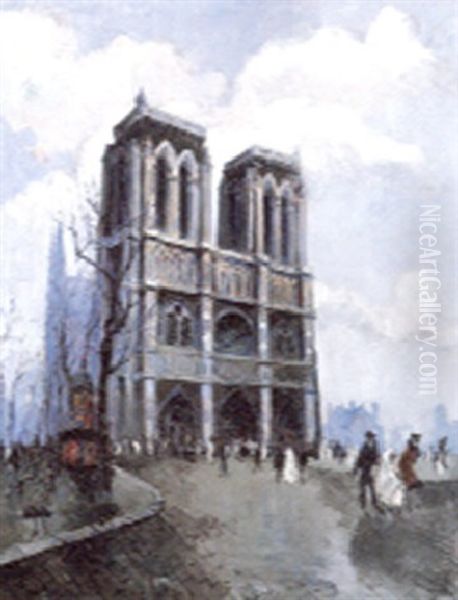 Le Cathedrale De Notre Dame Oil Painting by  Frank-Will