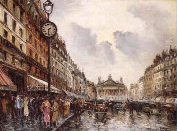 Paris, L'avenue De L'opera Oil Painting by  Frank-Will