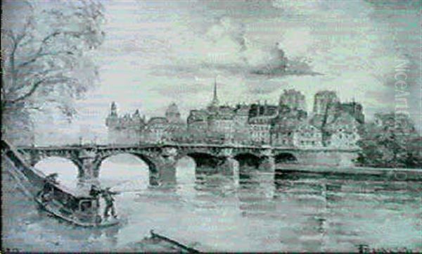 Paris, Les Bords De Seine Oil Painting by  Frank-Will