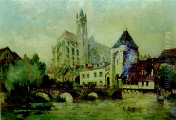 Pont Sur Yonne Oil Painting by  Frank-Will