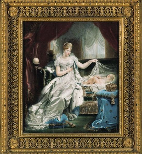 L'imperatrice Marie-louise Contemplant Le Roi De Rome Oil Painting by Joseph Franque