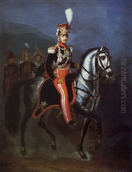 Ritratto Equestre Di Ferdinando Ii Di Borbone Oil Painting by Joseph Franque