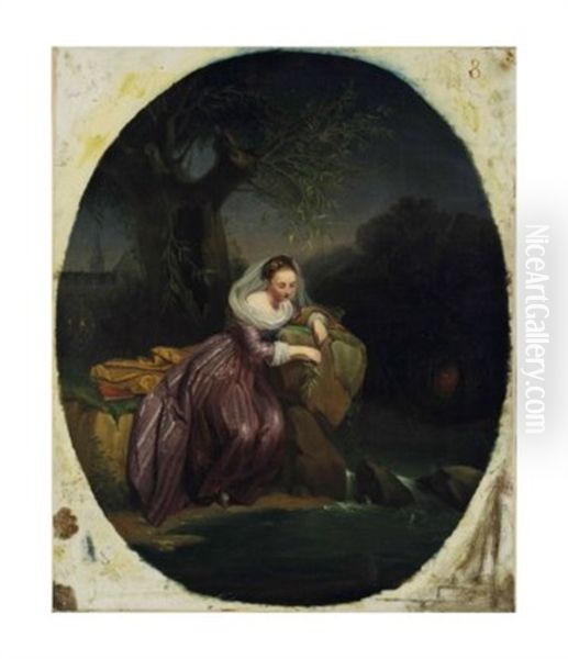 Les Feuilles De Saule Oil Painting by Jean Augustin Franquelin