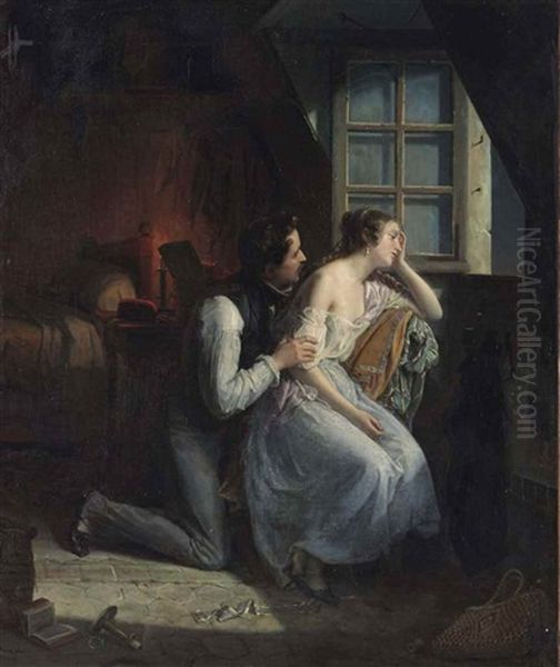 Scene Galante Oil Painting by Jean Augustin Franquelin