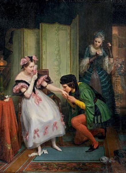 L'indiscrete Oil Painting by Jean Augustin Franquelin