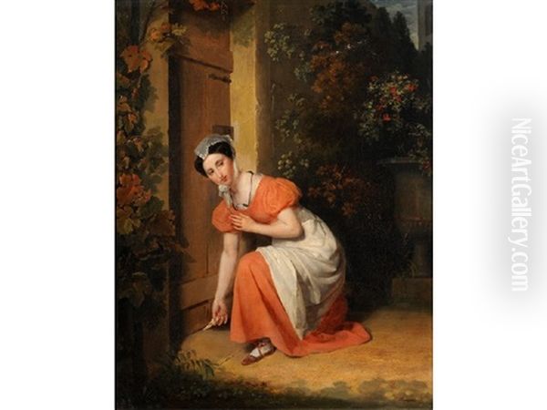 Le Billet-doux Oil Painting by Jean Augustin Franquelin