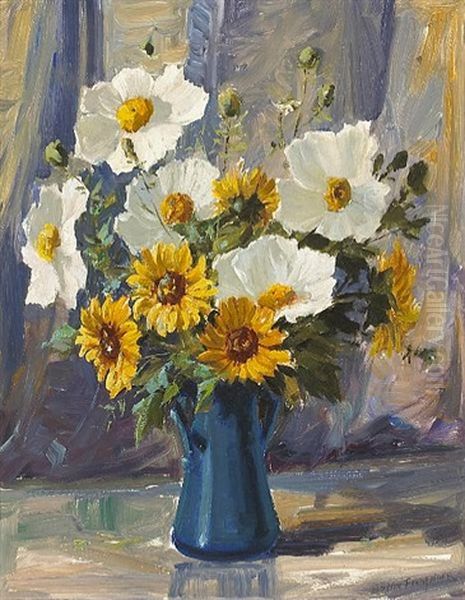 Matilija Poppies (wild Sunflowers) Oil Painting by Eugene Pierre Franquinet