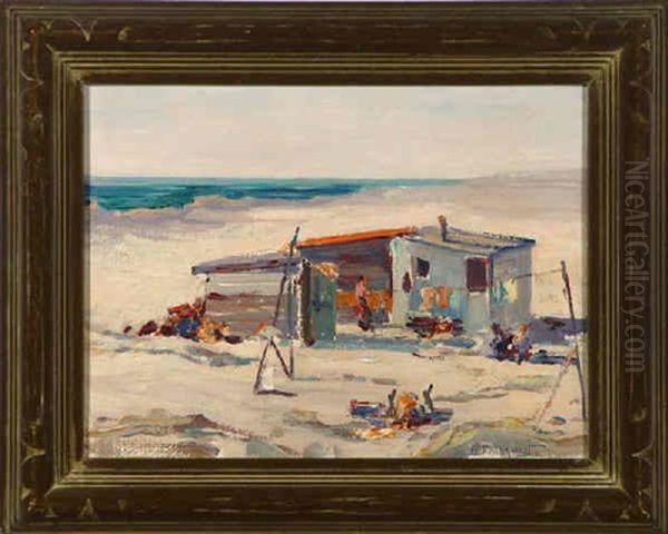 The Shack By The Sea Oil Painting by Eugene Pierre Franquinet