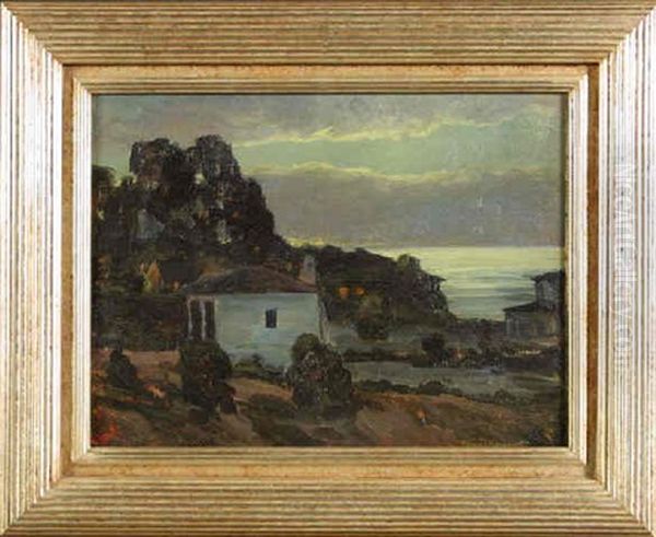 Moonlight At Laguna Beach Oil Painting by Eugene Pierre Franquinet