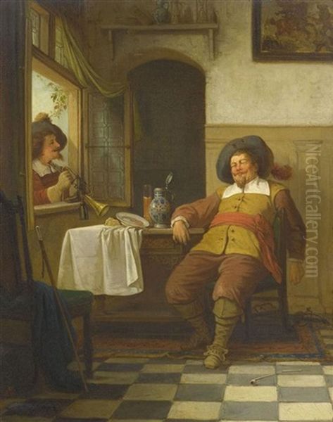 Ruhender Mann Im Wirtshaus Oil Painting by Carl Joseph Franz