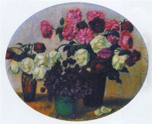 Rosen Und Anemonen Oil Painting by Heinrich Franz