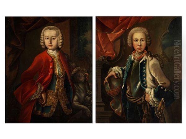 Brustbildnis Eines Jungen Adeligen (+ Portrait Eines Hofischen Knaben; Pair) Oil Painting by Johann Michael Franz