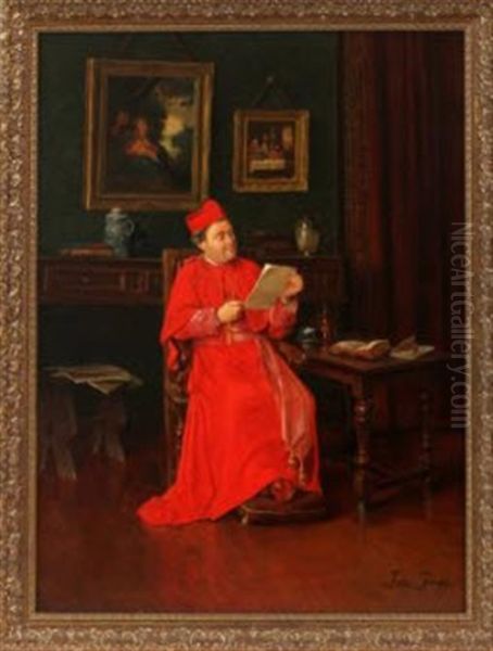 Seated Cardinal Oil Painting by Jose Frappa