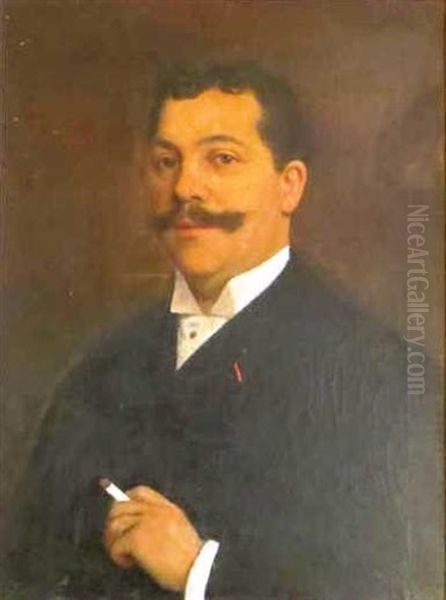 Portrait D'homme Moustachu Oil Painting by Jose Frappa