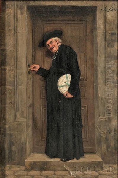 Cleric At A Doorway Oil Painting by Jose Frappa