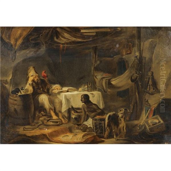 Robinson Crusoe And Man Friday Oil Painting by Alexander Fraser the Elder