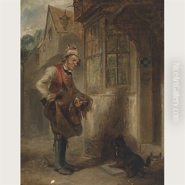 A Shoemaker (+ Fish Monger; Pair) Oil Painting by Alexander Fraser the Elder