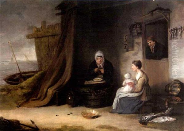 Baiting The Lines Oil Painting by Alexander Fraser the Elder