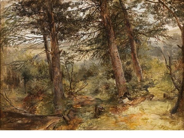 Woodland Forrest Oil Painting by Alexander Fraser the Younger