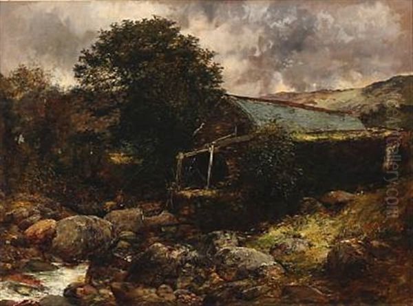 A Fisherman At A Stream Oil Painting by Alexander Fraser the Younger