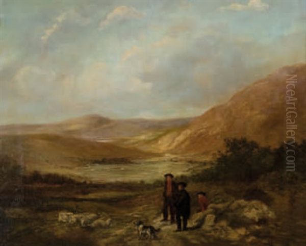 Wayside Chat, Paysage Ecossais Oil Painting by Alexander Fraser the Younger