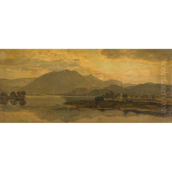 Ben Venice From Loch Achray Oil Painting by Alexander Fraser the Younger