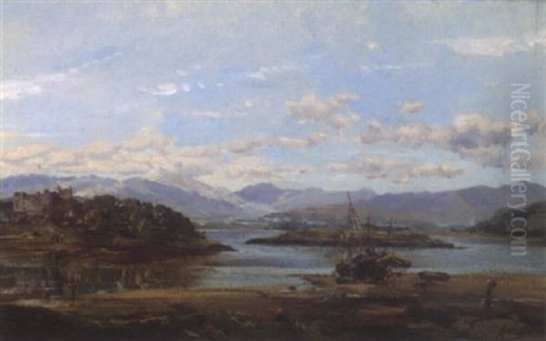 Fishing Boats On A Loch Oil Painting by Alexander Fraser the Younger