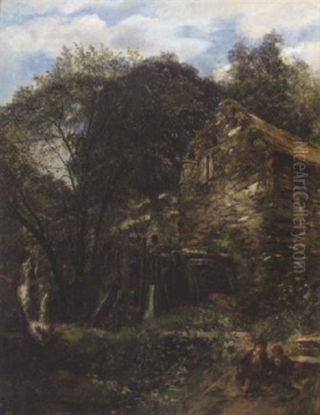 An Old Watermill, North Wales Oil Painting by Alexander Fraser the Younger