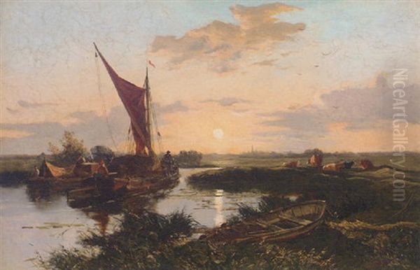 Sunset Near Lichfield Oil Painting by Alexander Fraser the Younger