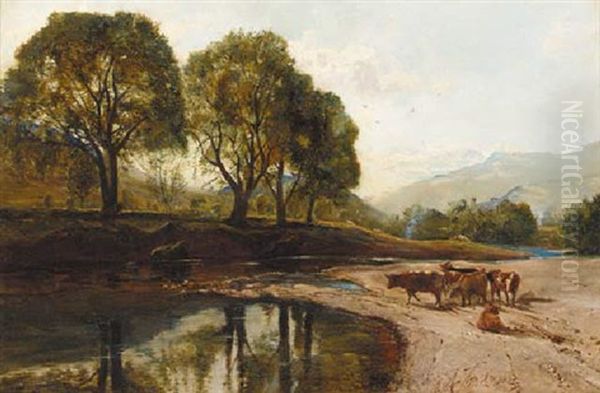 On Loch Falloch Oil Painting by Alexander Fraser the Younger