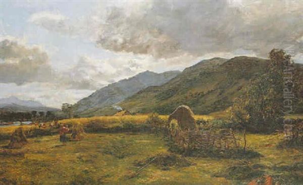 Haymaking In The Highlands Oil Painting by Alexander Fraser the Younger