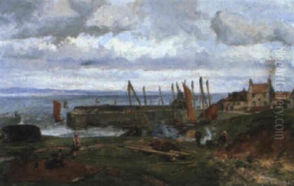 Cockenziee Harbour, East Lothian by Alexander Fraser the Younger