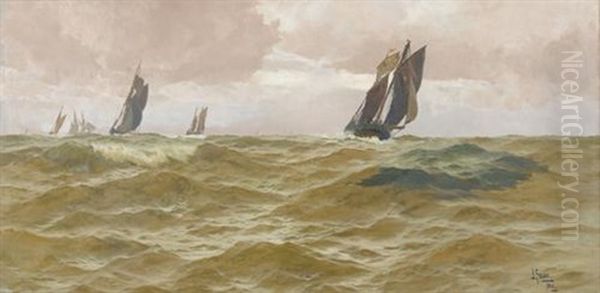 Segelboote Auf Rauer See Oil Painting by John Arthur Fraser