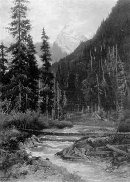 Mount Sir Donald From The Lake Road, B.c. Oil Painting by John Arthur Fraser