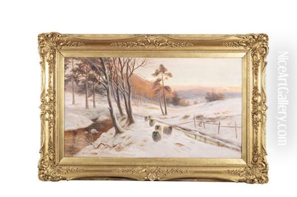 A Winter Landscape With Sheep Oil Painting by Malcolm Fraser