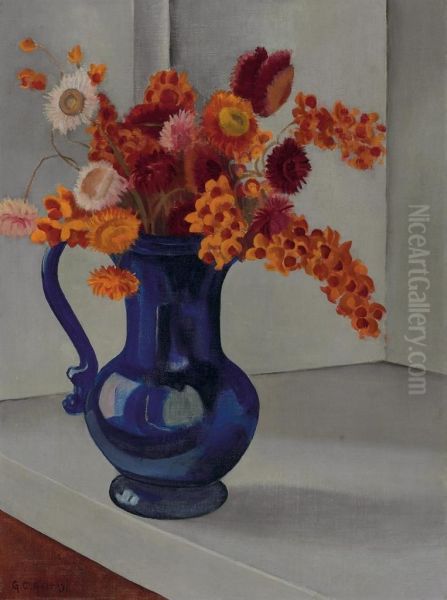 Straw Flowers And Bittersweet Oil Painting by George Copeland Ault