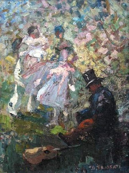 Musiciens Au Parc Oil Painting by Dominique Frassati