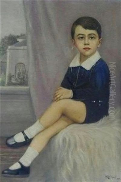 Albert Samuel's Portrait Child Oil Painting by Aurel Fratila