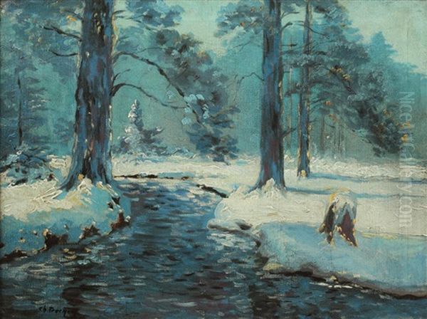 Paysage D'hiver Oil Painting by Charles Frechon