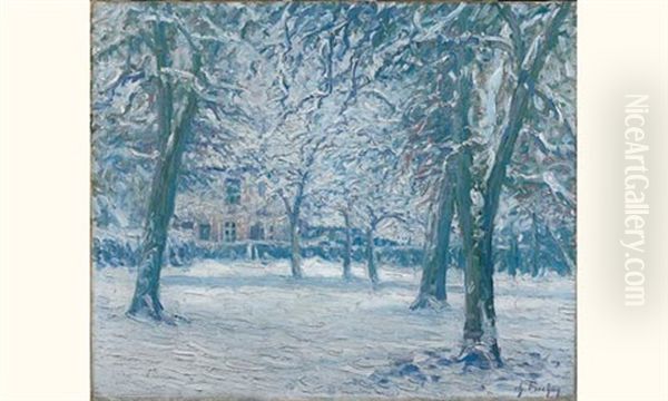 Paysage D'hiver Oil Painting by Charles Frechon