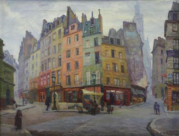 Old Paris Oil Painting by Frederick Freder