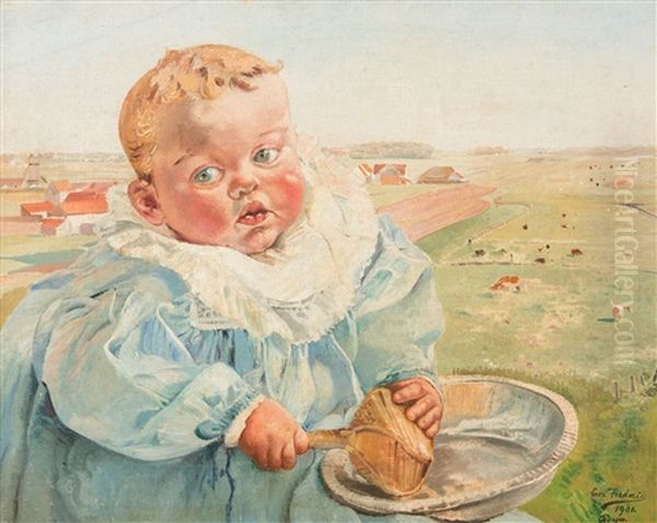 Child With Rattle (1901) Oil Painting by Leon Frederic