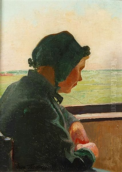 Jonge Vrouw In Profiel Oil Painting by Leon Frederic