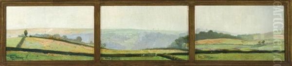 Paysages A Nafraiture (triptych) Oil Painting by Leon Frederic