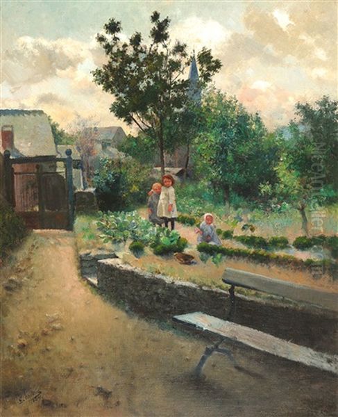 Jardin A Nafraiture Oil Painting by Leon Frederic