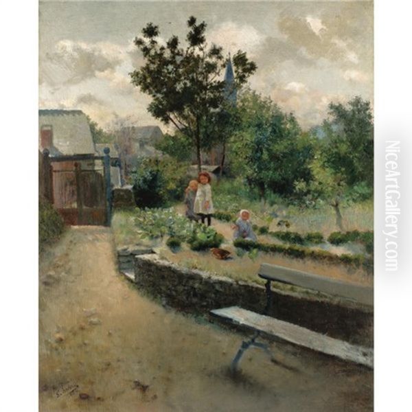 Au Jardin Oil Painting by Leon Frederic