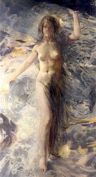 L'aurore Or L'aube Arrachant Les Tenebres by Leon Frederic