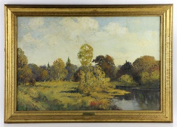 Landscape With Pond Oil Painting by Ernest Fredericks