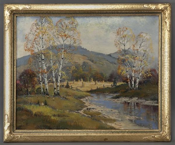 Fall Landscape With Stream Oil Painting by Ernest Fredericks